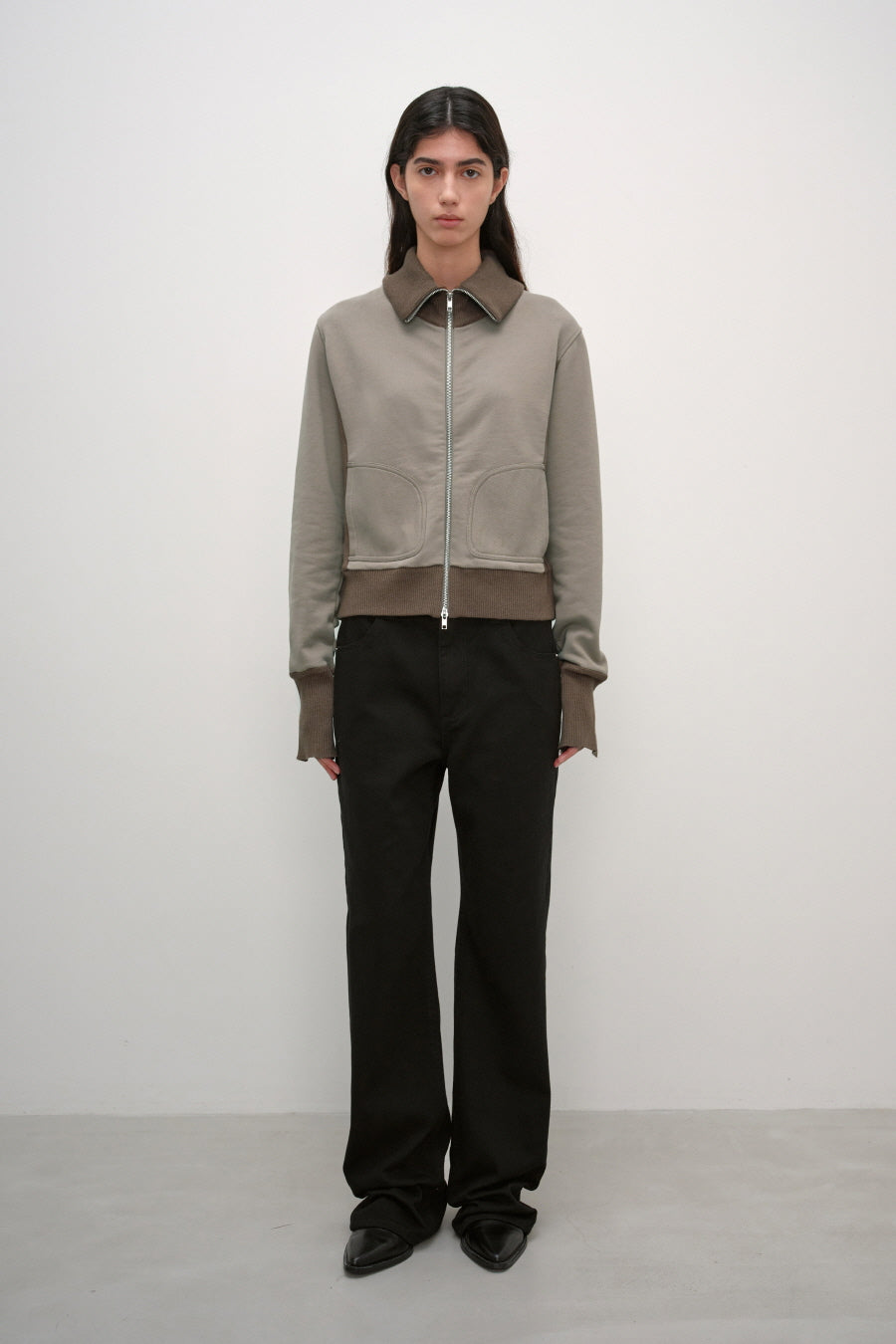 Insilence - Knit Combi Cotton Zip-Up (Beige) product image 3 | TRAB K-Fashion Australia