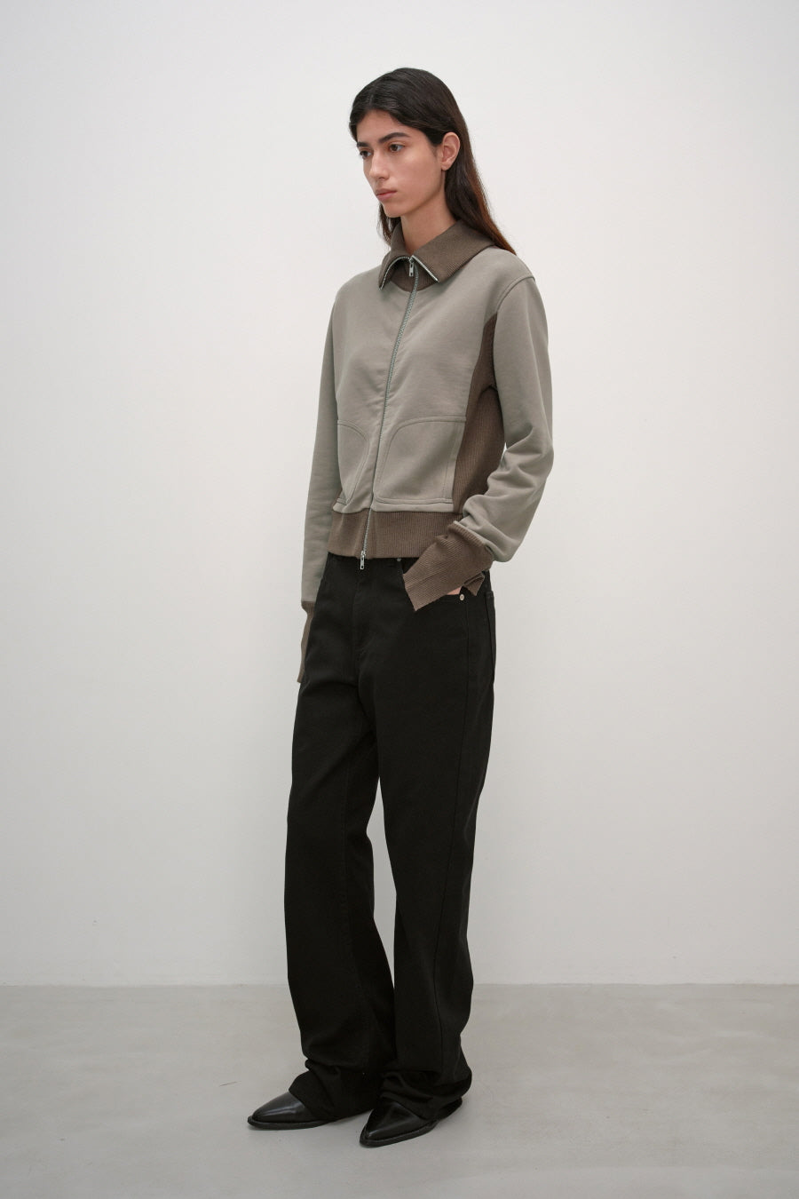 Insilence - Knit Combi Cotton Zip-Up (Beige) product image 4 | TRAB K-Fashion Australia