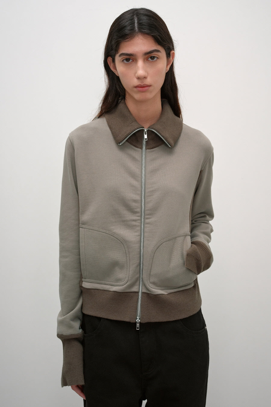 Insilence - Knit Combi Cotton Zip-Up (Beige) product image 6 | TRAB K-Fashion Australia