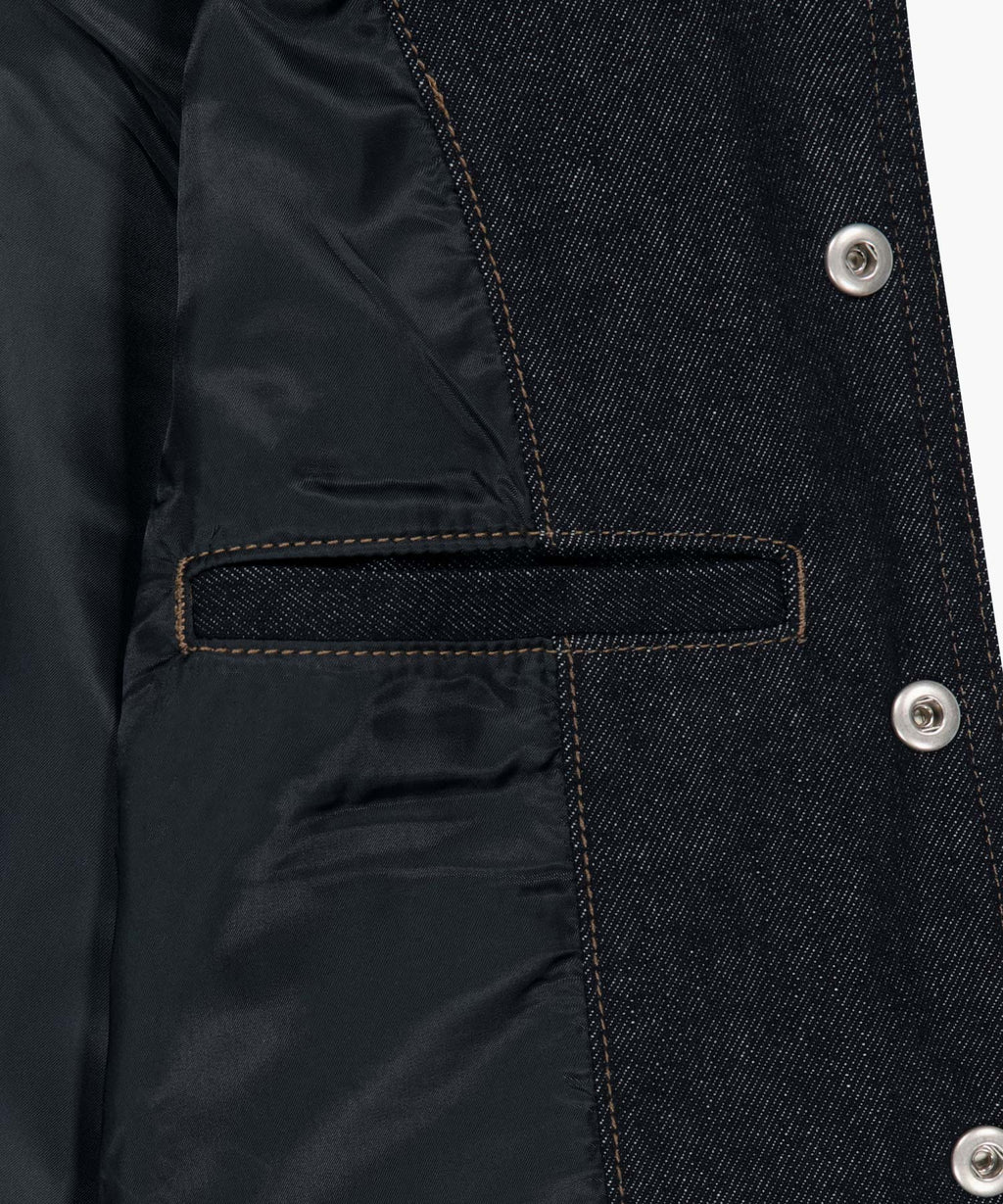 Marithe & Francois Girbaud - Classic Logo Raglan Denim Varsity Jacket (Indigo) product image 12 | TRAB K-Fashion Australia