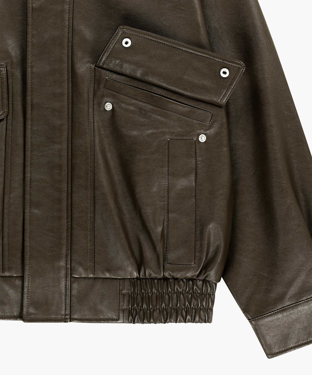 Marithe & Francois Girbaud - Faux Leather High Neck Jacket (Brown) product image 12 | TRAB K-Fashion Australia