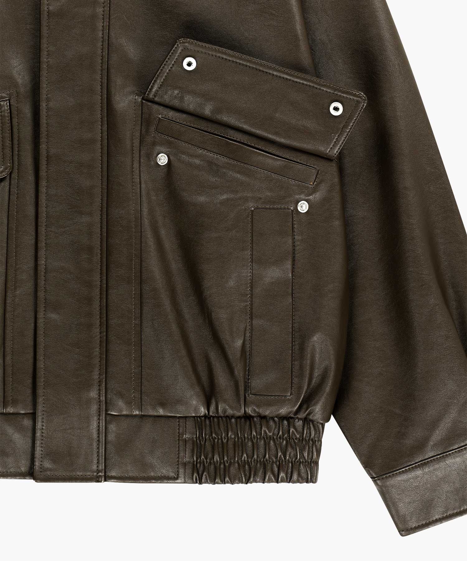 Marithe & Francois Girbaud - Faux Leather High Neck Jacket (Brown) product image 12 | TRAB K-Fashion Australia