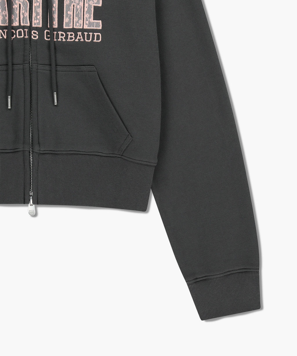 Marithe & Francois Girbaud - Lace Applique Crop Hoodie Zipup (Charcoal) product image 12 | TRAB K-Fashion Australia