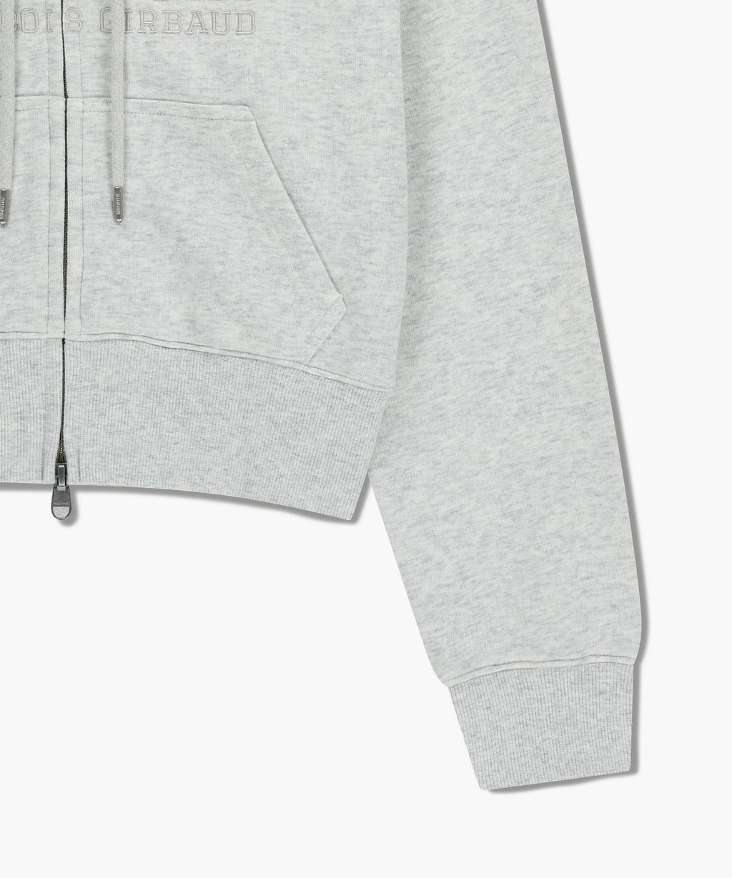 Marithe & Francois Girbaud - Lace Applique Crop Hoodie Zipup (Light Heather Gray) product image 12 | TRAB K-Fashion Australia