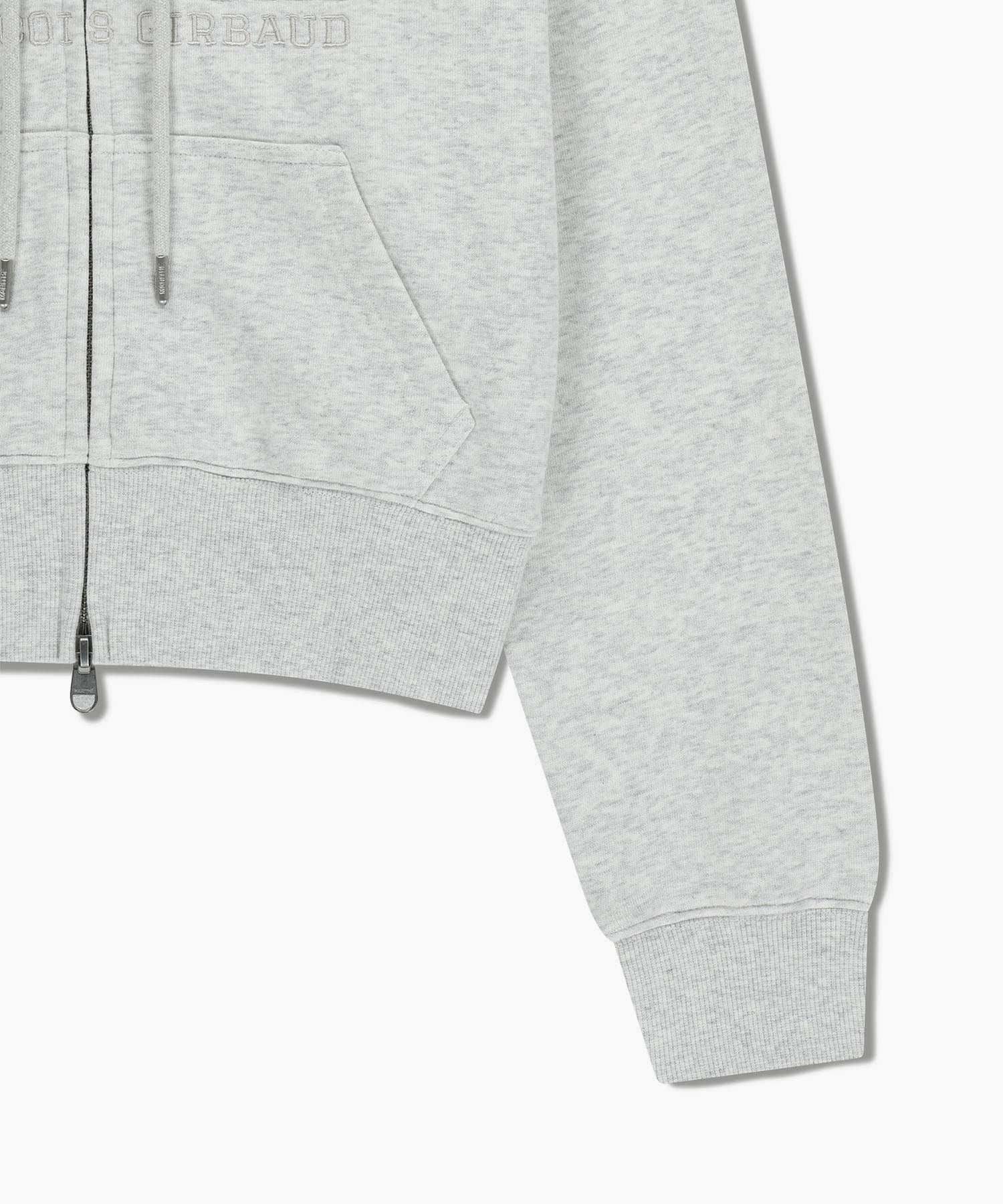 Marithe & Francois Girbaud - Lace Applique Crop Hoodie Zipup (Light Heather Gray) product image 12 | TRAB K-Fashion Australia