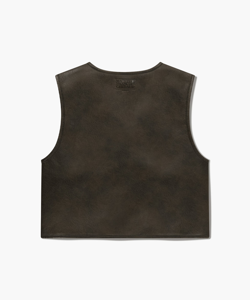 Marithe & Francois Girbaud - Faux Leather Mustang Crop Vest (Brown) product image 12 | TRAB K-Fashion Australia
