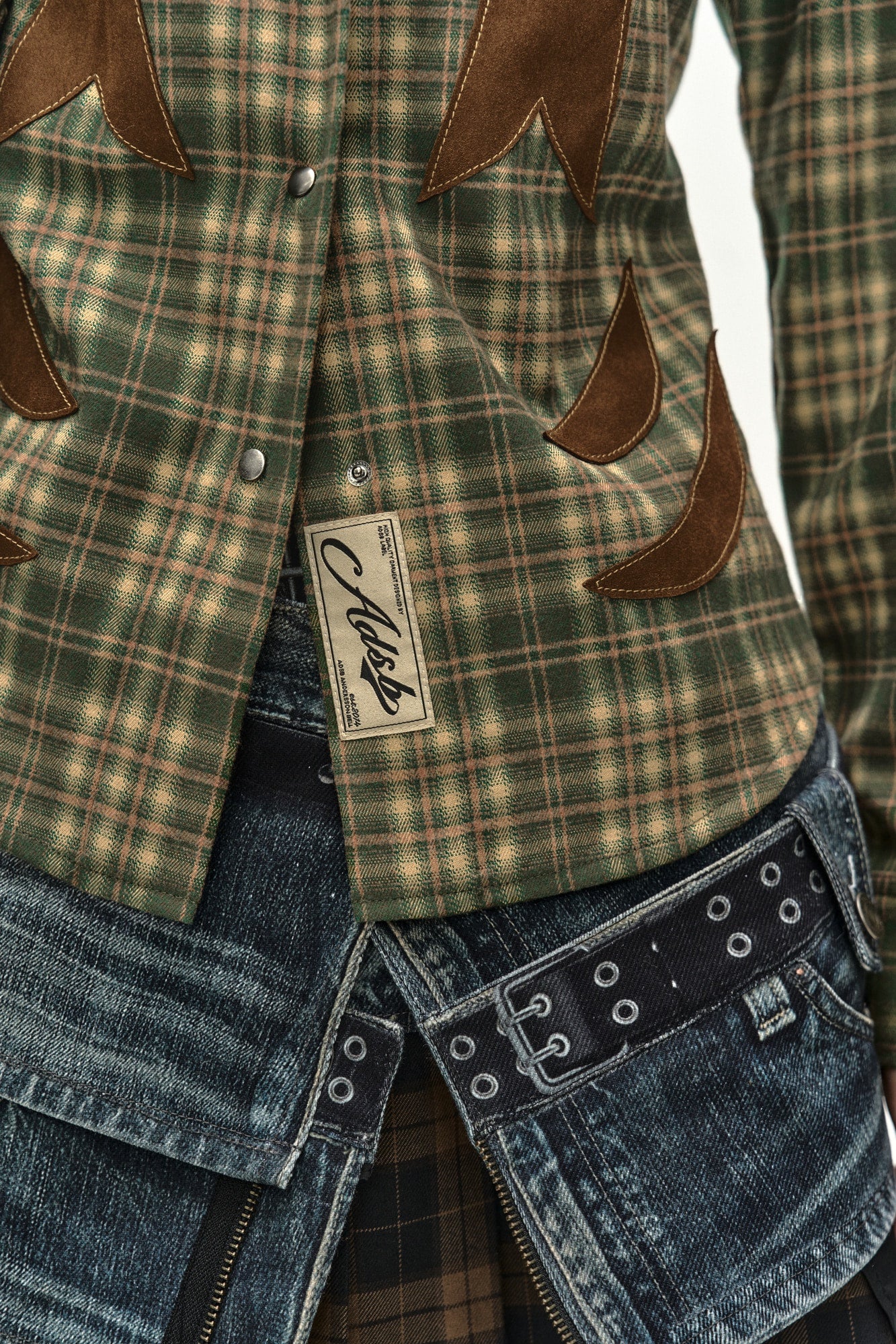Andersson Bell - Checkered Western Patched Shirt (green) (Green) product image 6 | TRAB K-Fashion Australia