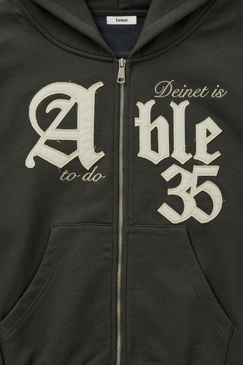 Deinet - Applique Able Oversize Hood Zip Up (Charcoal) product image 4 | TRAB K-Fashion Australia