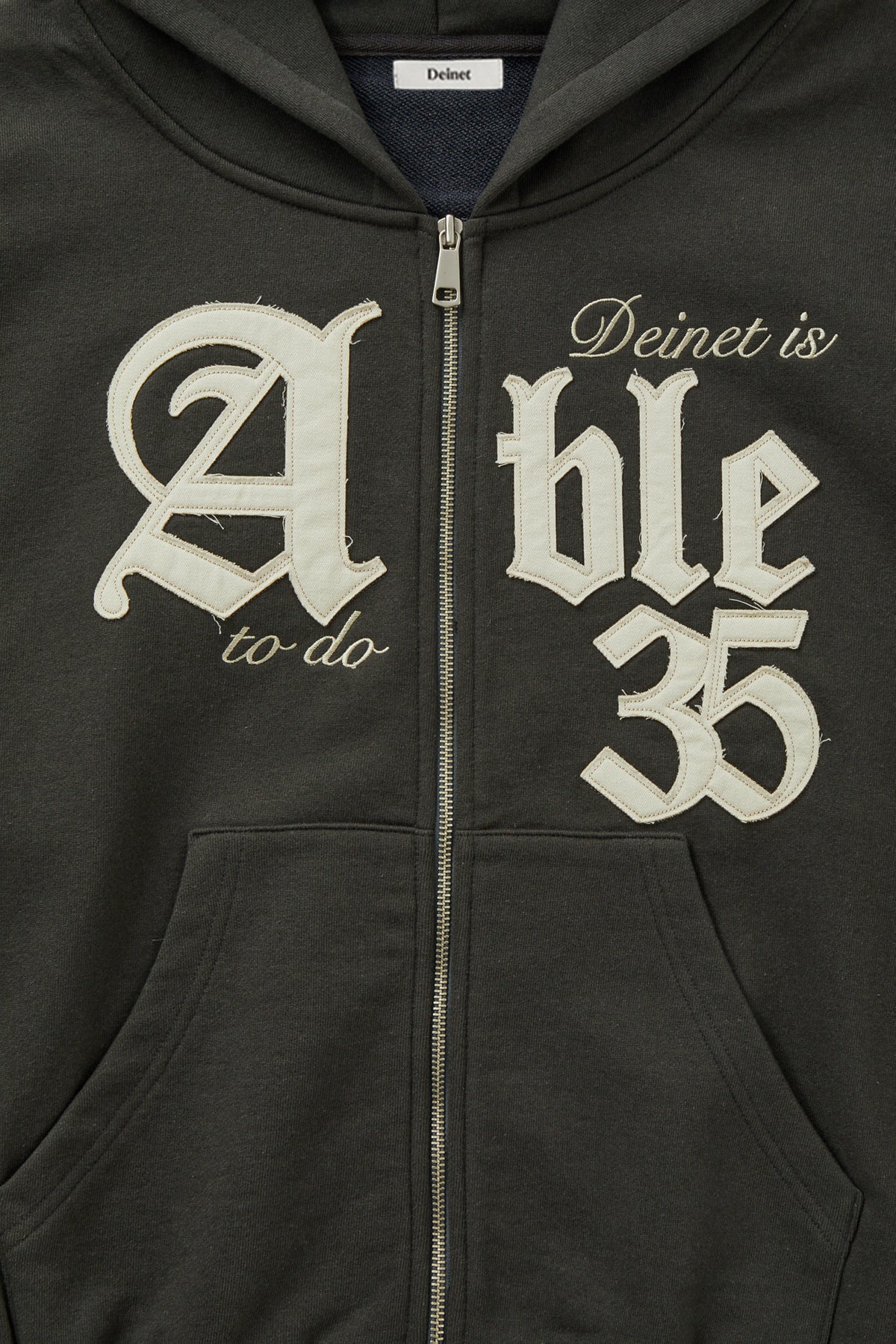 Deinet - Applique Able Oversize Hood Zip Up (Charcoal) product image 4 | TRAB K-Fashion Australia