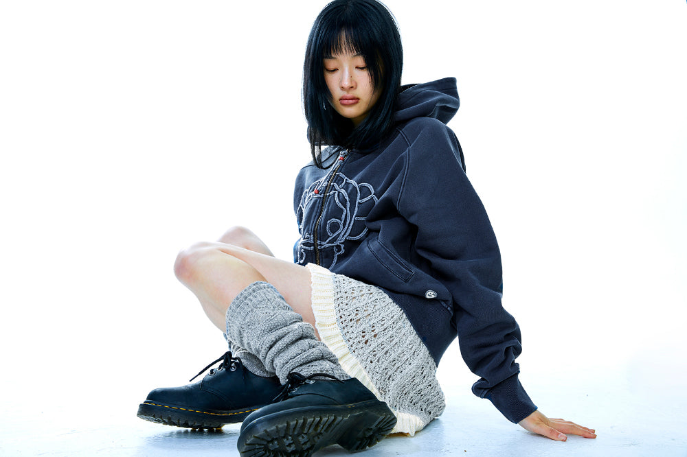 Coyseio - Vintage Tape Hood Zip-Up (Navy) product image 7 | TRAB K-Fashion Australia
