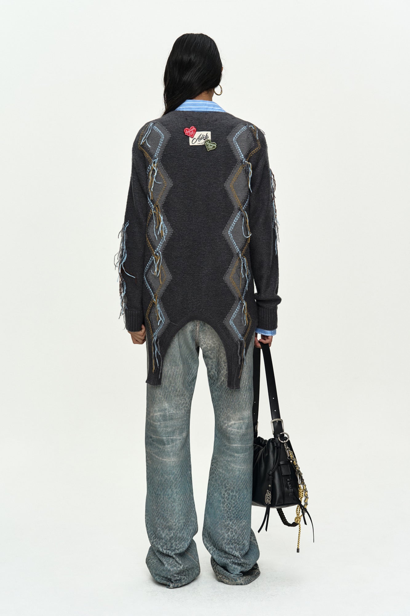 Andersson Bell - Gartered Argyle Cardigan (Charcoal) product image 2 | TRAB K-Fashion Australia