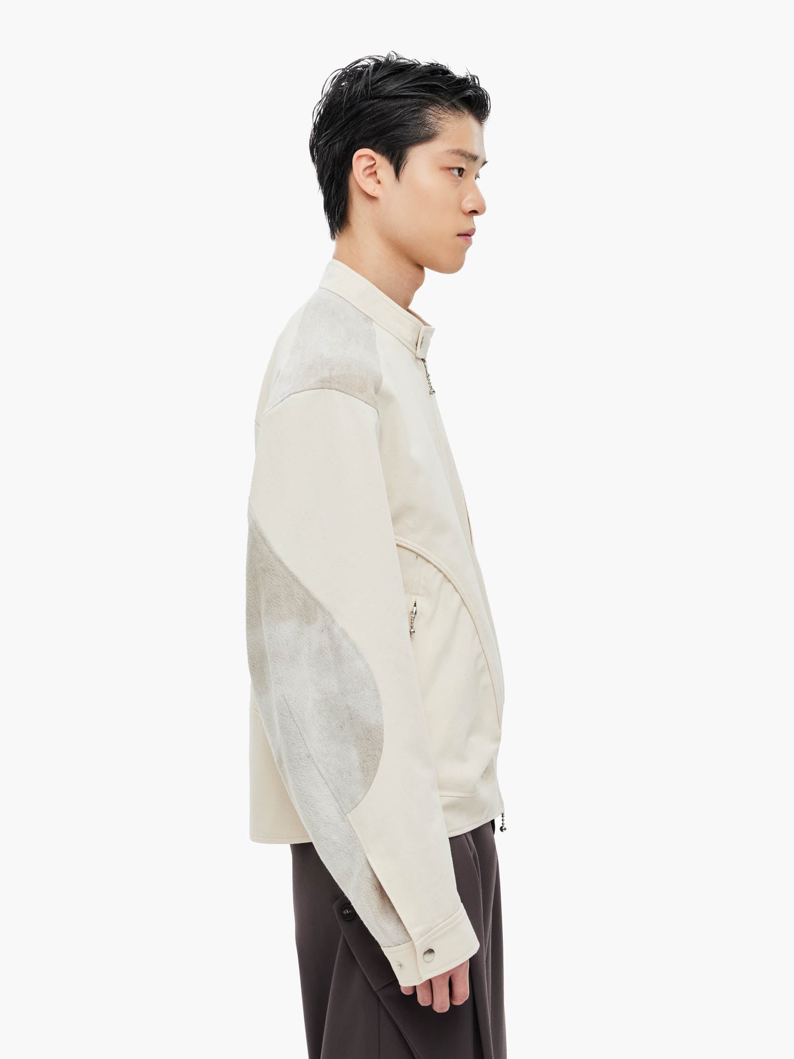 Jiyong Kim - Sun-Bleached Biker Jacket (White) product image 3 | TRAB K-Fashion Australia