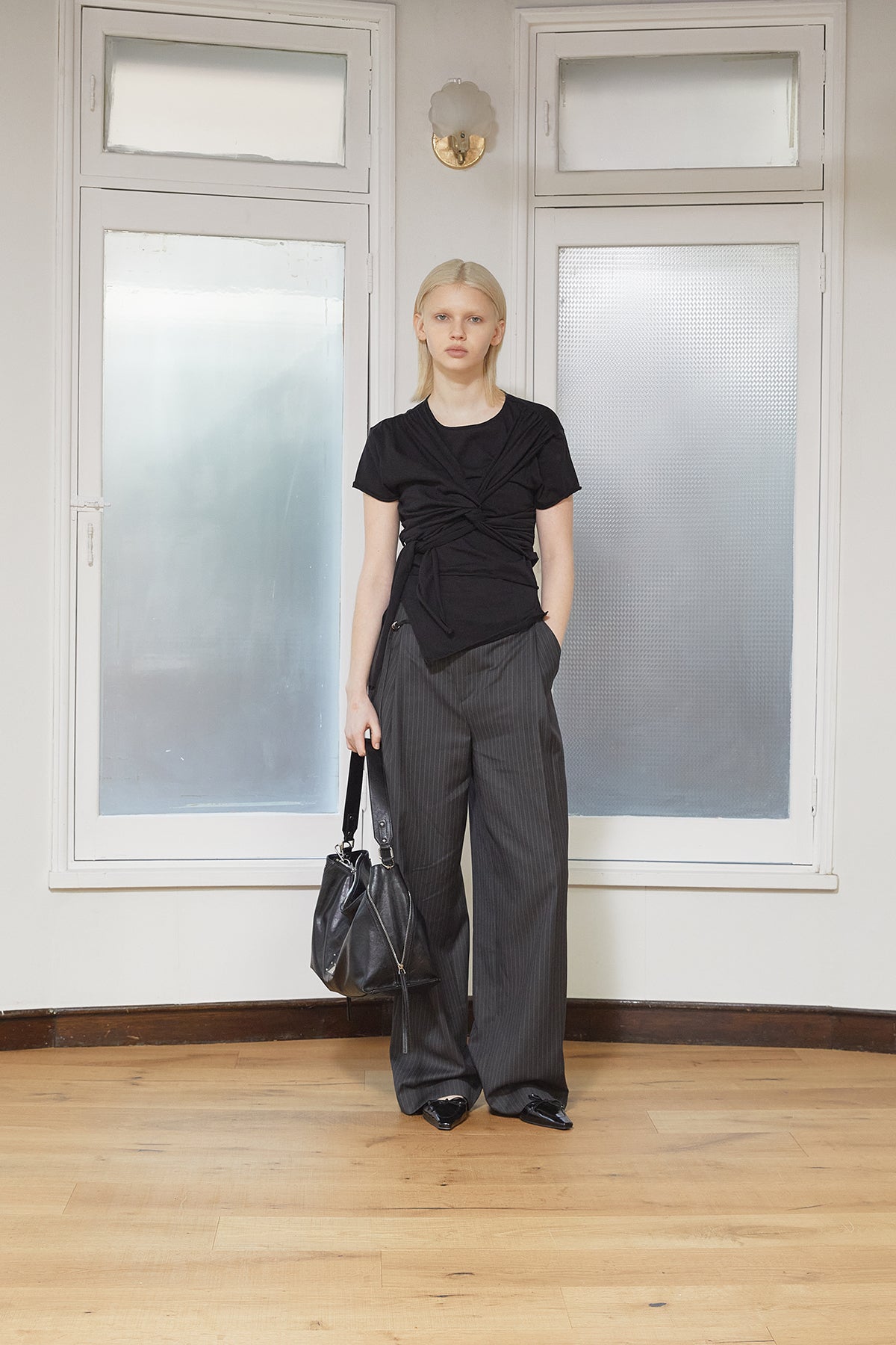 Matin Kim - Tuck Point Stripe Trouser (Charcoal) product image 11 | TRAB K-Fashion Australia
