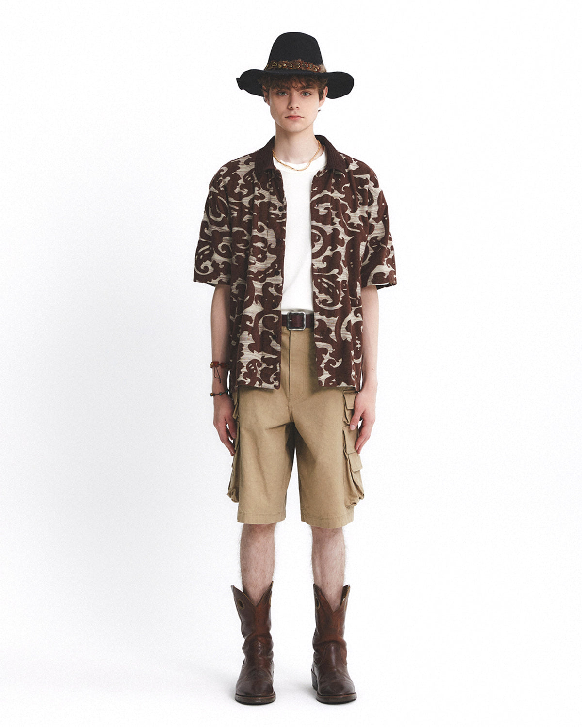 Eastlogue - Textured Collar Shirt (Brown Jacquard) product image 1 | TRAB K-Fashion Australia