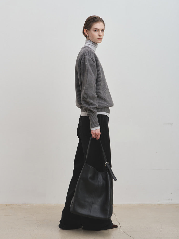 Tonywack - Merino Wool V-Neck Oversized Sweater (Grey) product image 1 | TRAB K-Fashion Australia