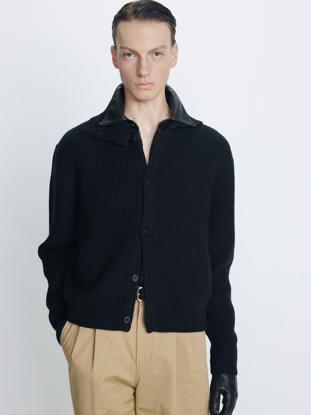 Tonywack - High Neck Merino Wool Button-Up Knitted Blouson (Black) product image 5 | TRAB K-Fashion Australia