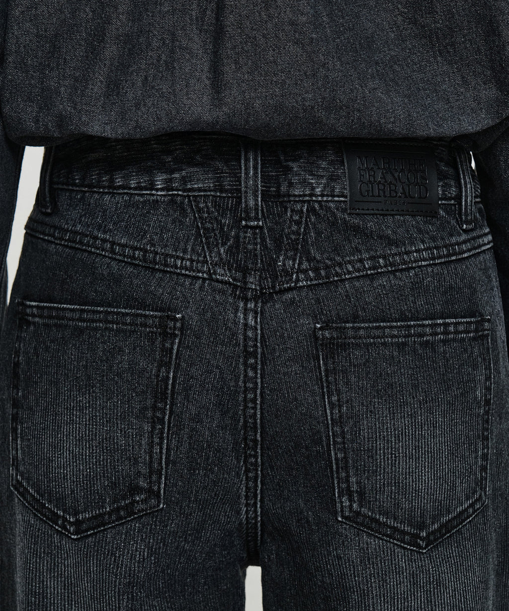 Marithe & Francois Girbaud - [Pre-order – Ships 7 Oct] Semi-wide Stripe Denim Pants (Black) product image 2 | TRAB K-Fashion Australia