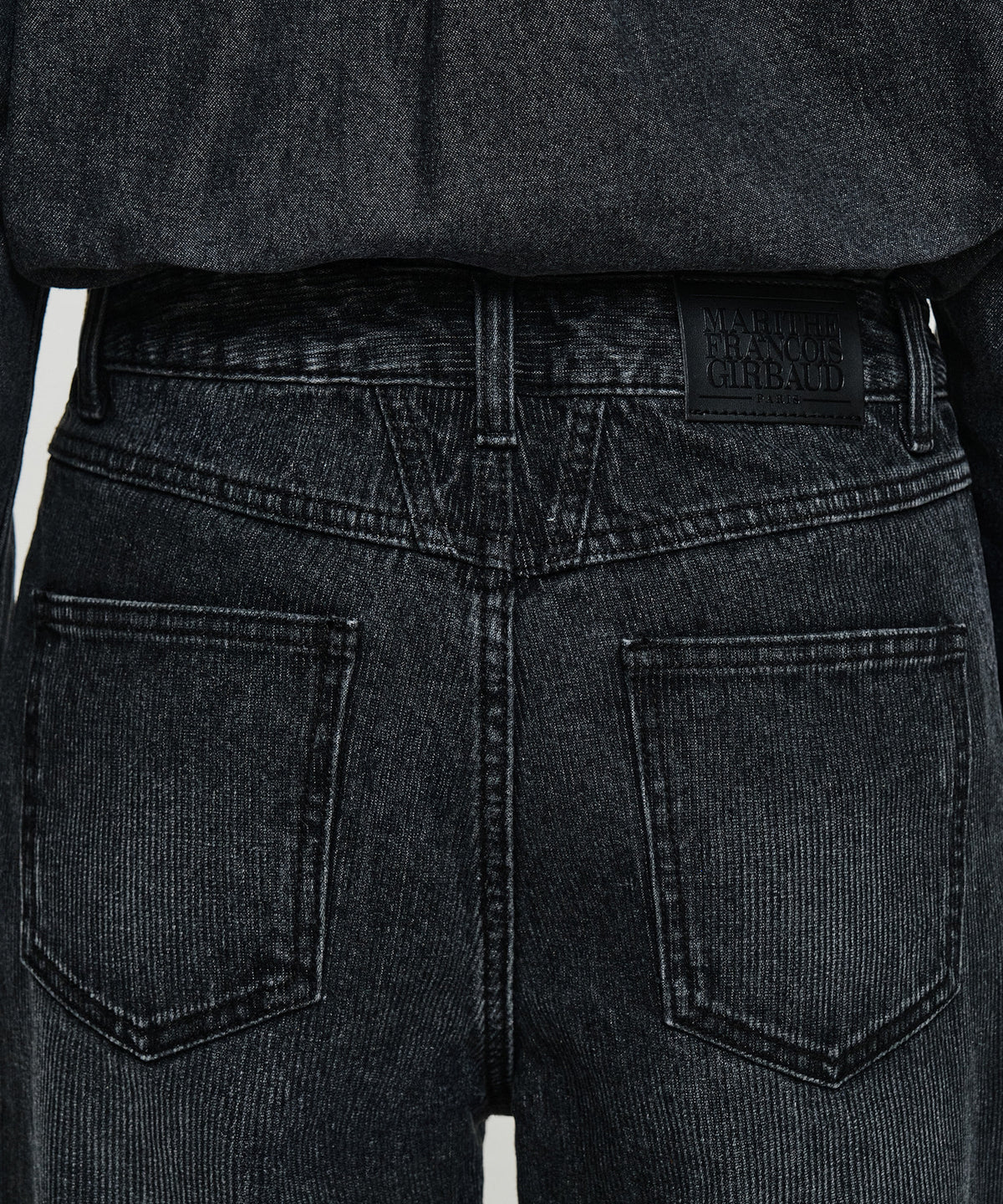 Marithe & Francois Girbaud - [Pre-order – Ships 7 Oct] Semi-wide Stripe Denim Pants (Black) product image 2 | TRAB K-Fashion Australia