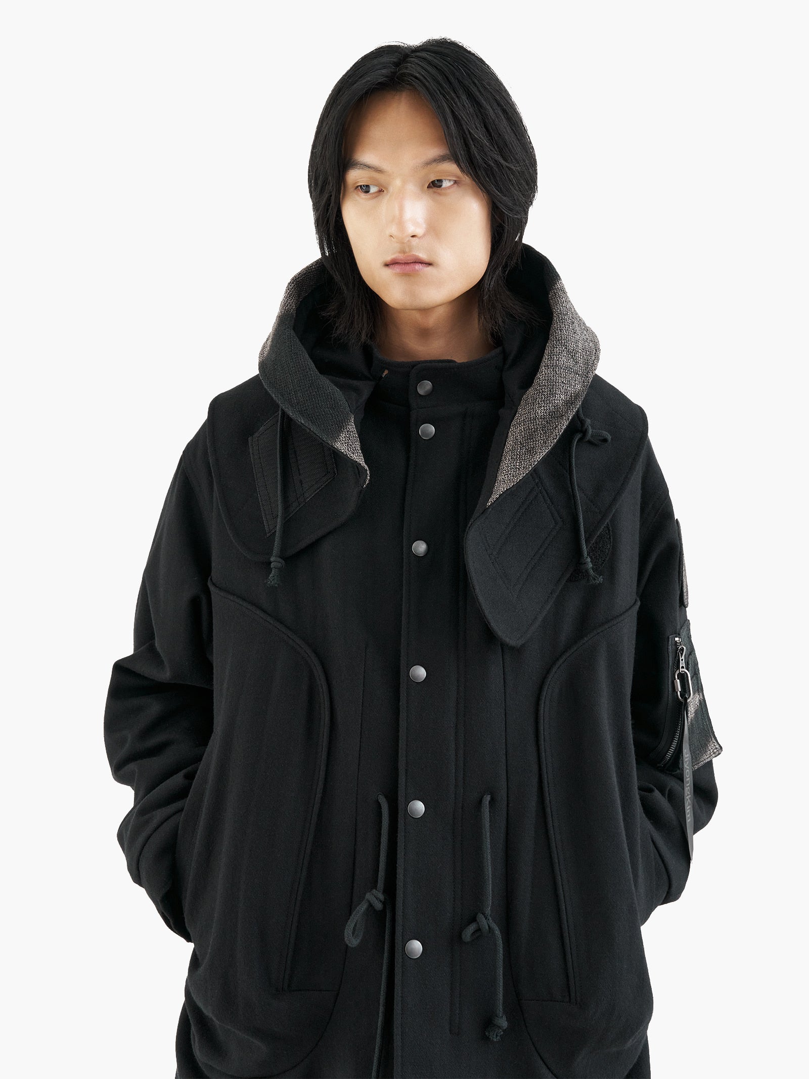 Jiyong Kim - Sun-Bleached Detachable Hood Fishtail Coat (Black) product image 5 | TRAB K-Fashion Australia