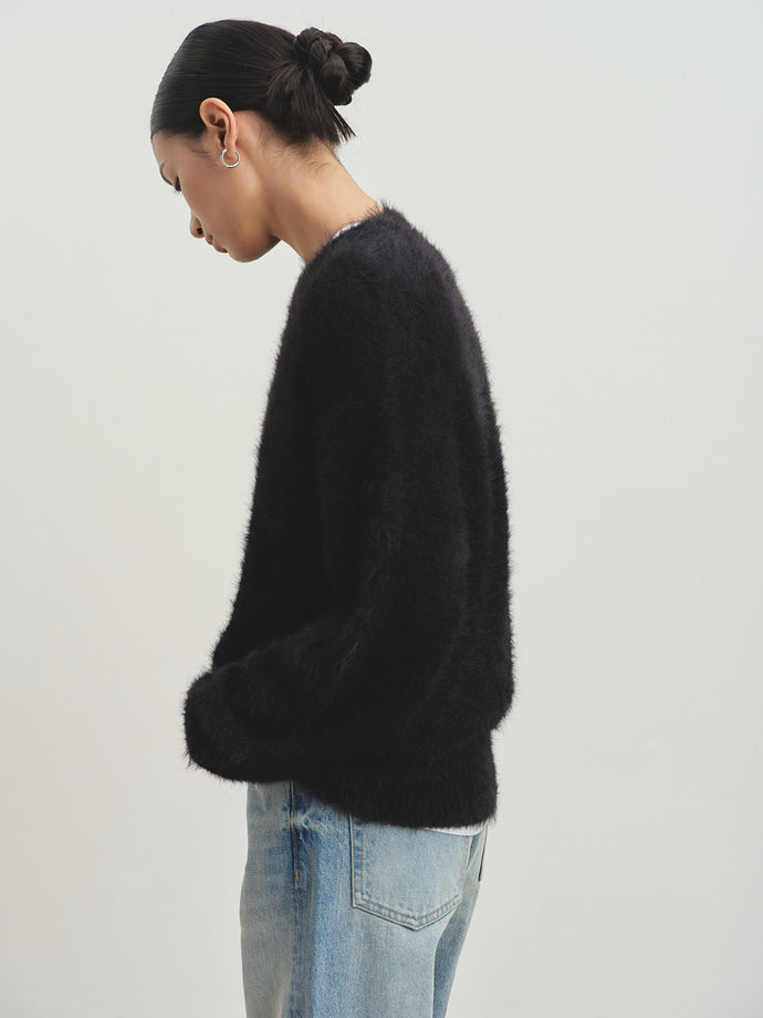 Tonywack - Faux Fur Crew-Neck Top (Black) product image 5 | TRAB K-Fashion Australia