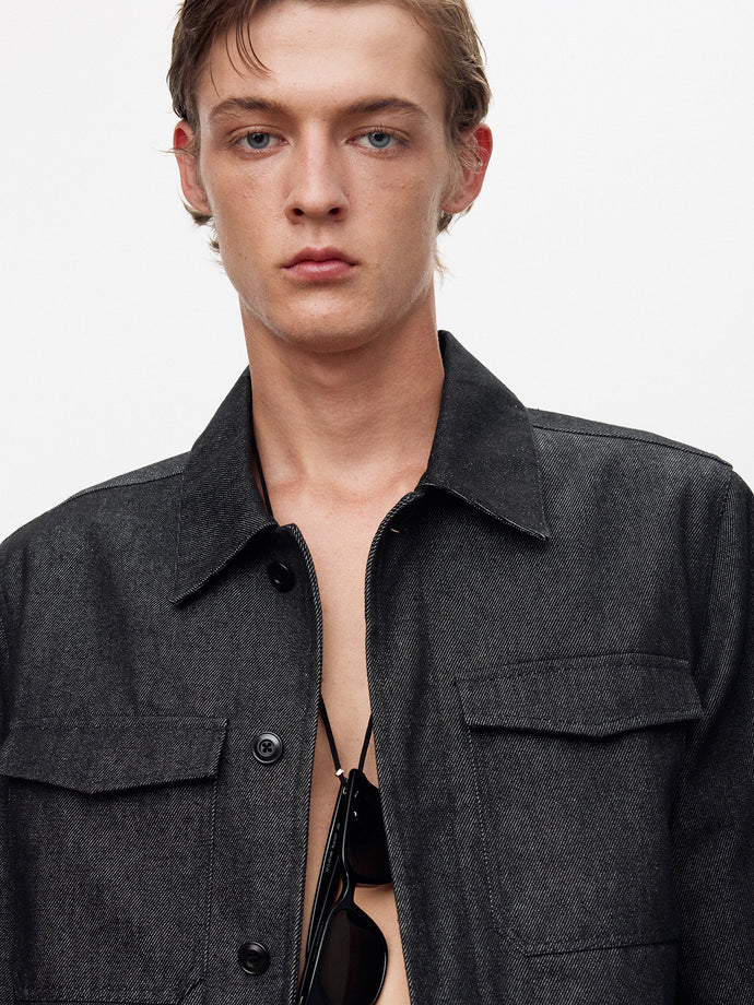 Tonywack - Hidden Button Denim Blouson (Charcoal Indigo) product image 5 | TRAB K-Fashion Australia