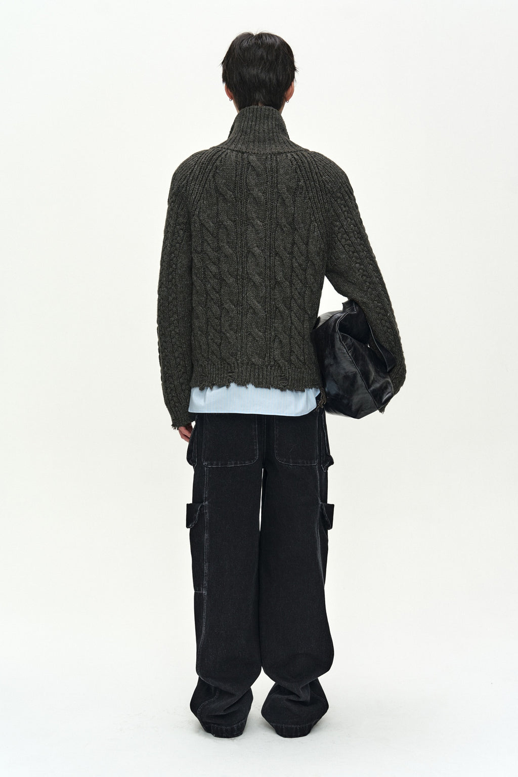 Andersson Bell - Fisherman Cable Zip-Up Sweater (Brown) product image 5 | TRAB K-Fashion Australia