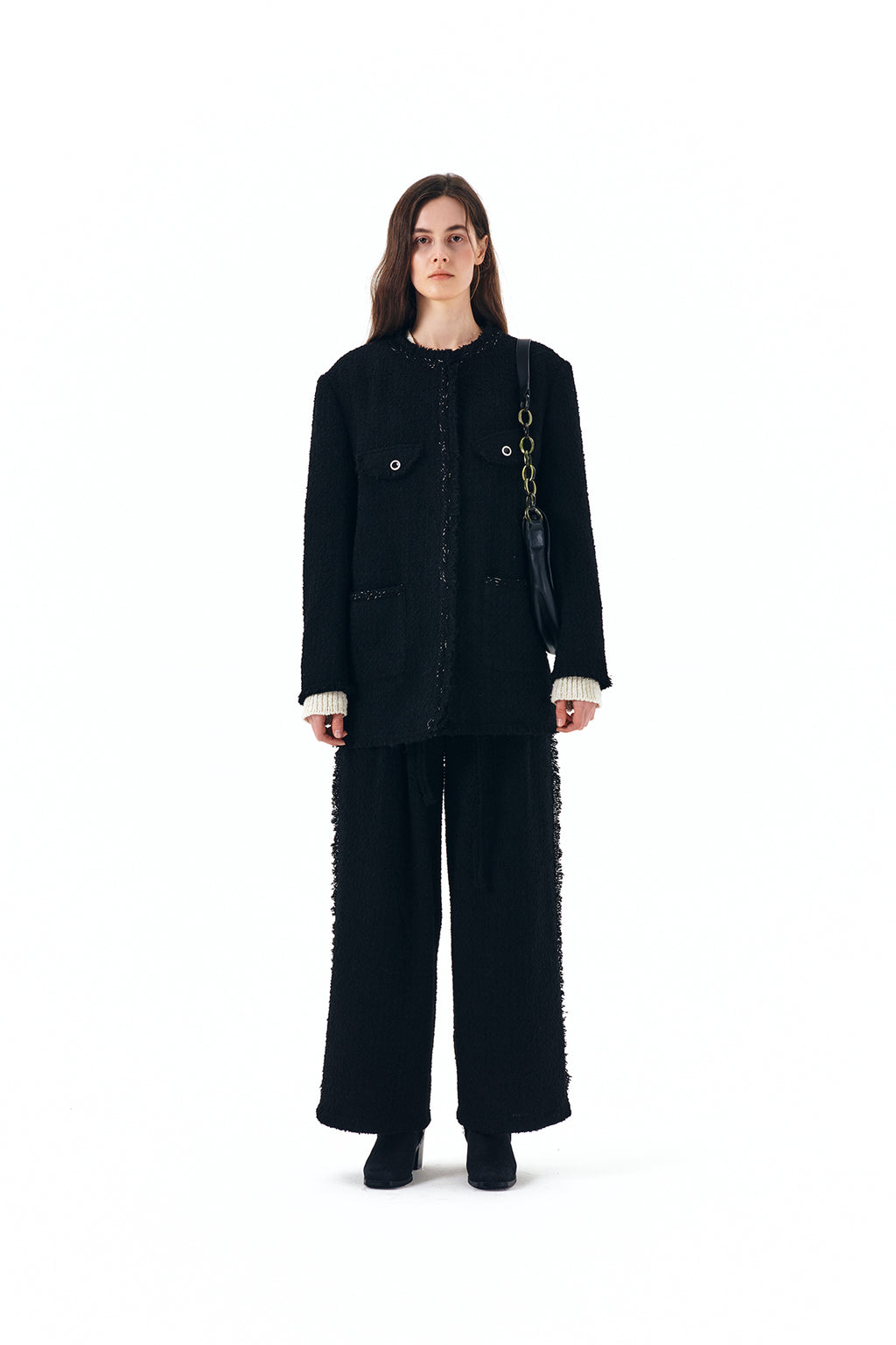 Matin Kim - Tweed String Wide Trouser (Black) product image 5 | TRAB K-Fashion Australia