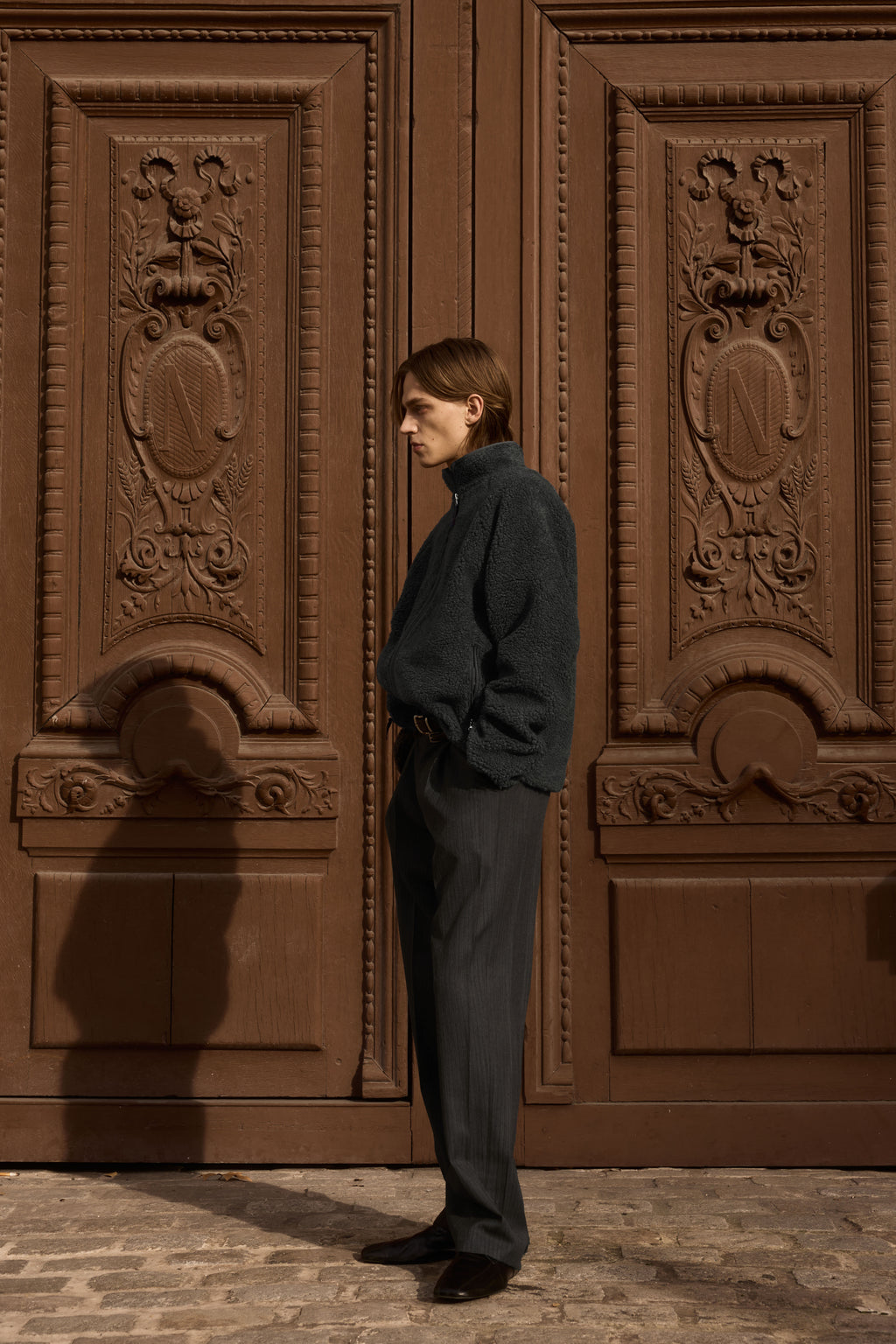 STU - Fleece Zip-Up Jacket In (Charcoal) product image 4 | TRAB K-Fashion Australia