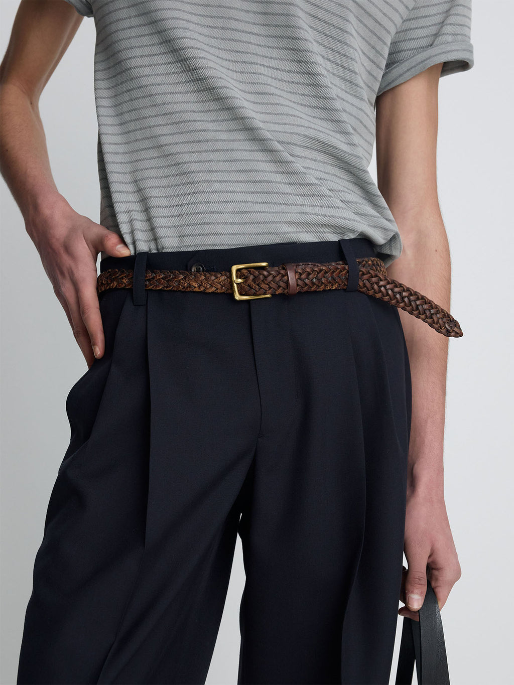 Tonywack - Tropical Wool Low-Rise Pleated Trousers (Navy) product image 6 | TRAB K-Fashion Australia