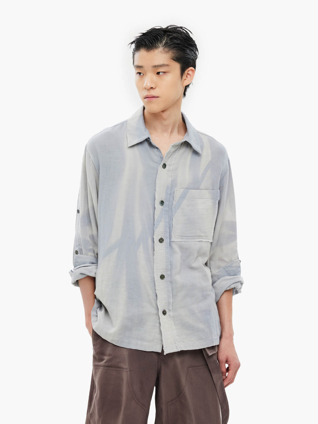 Jiyong Kim - Sun-Bleached Strap Detailed Shirt (Grey) product image 2 | TRAB K-Fashion Australia