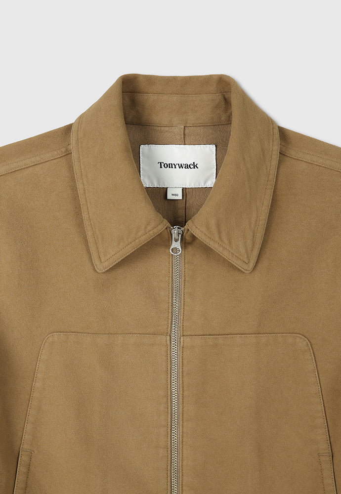 Tonywack - Garment-Washed Moleskin Zip Blouson Jacket (Washed Beige) product image 10 | TRAB K-Fashion Australia