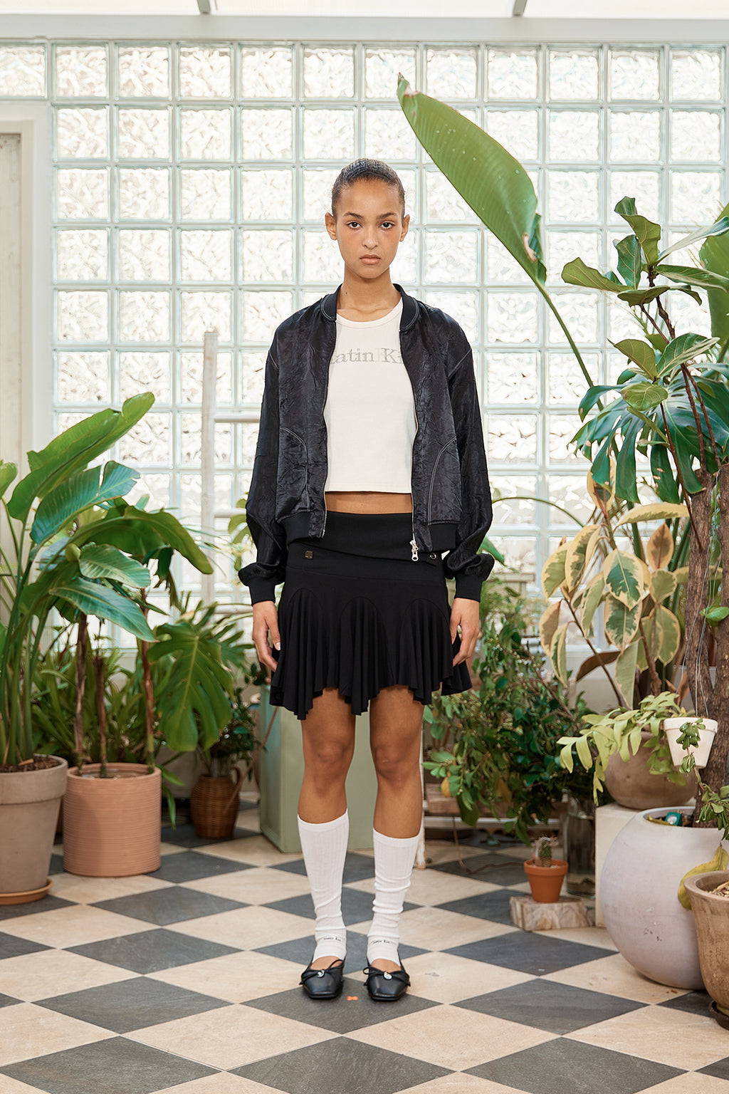 Matin Kim - Back Logo Crinkle Blouson (Black) product image 12 | TRAB K-Fashion Australia