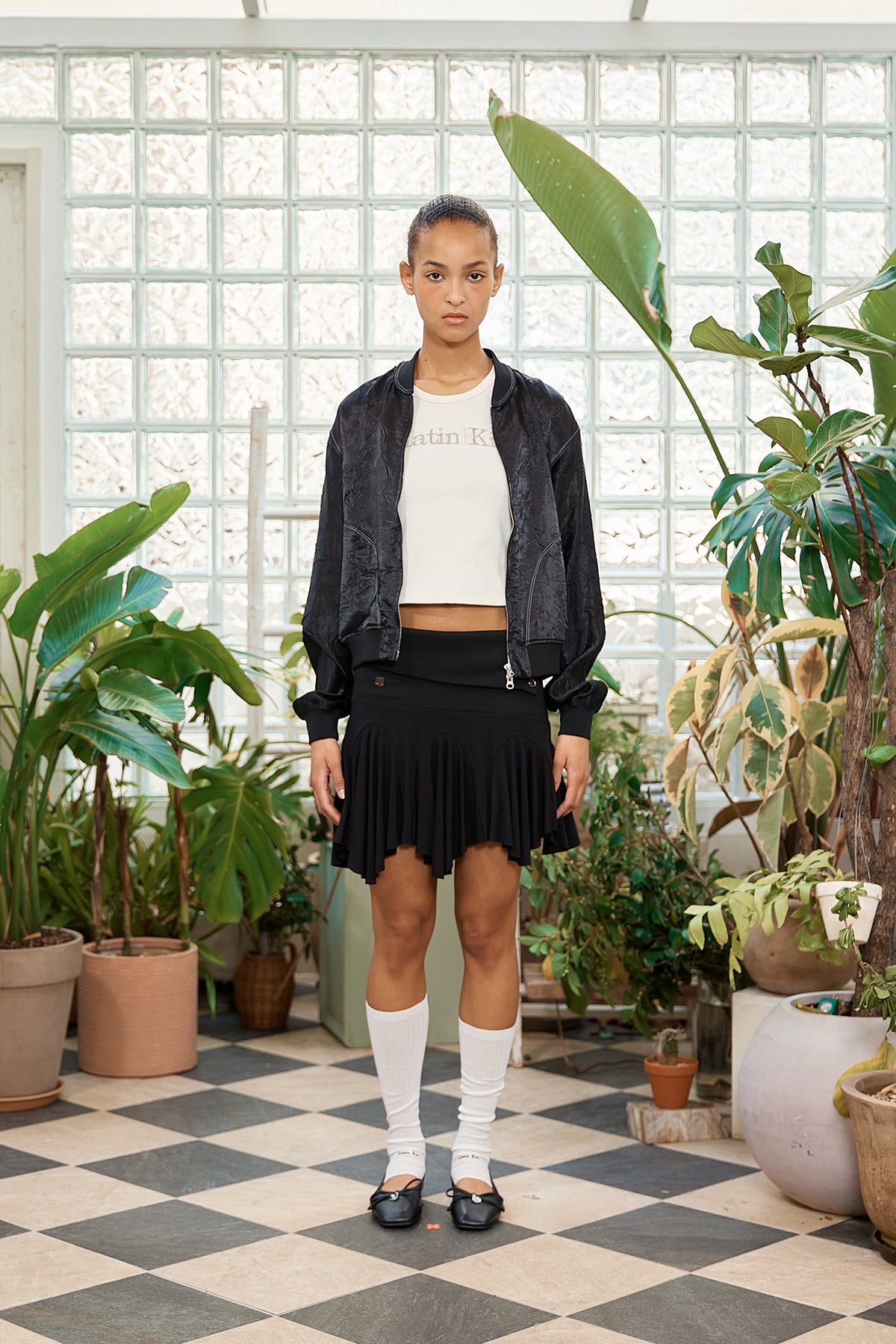 Matin Kim - Back Logo Crinkle Blouson (Black) product image 12 | TRAB K-Fashion Australia