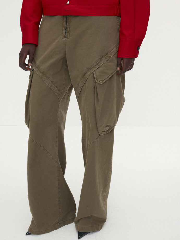 Tonywack - Garment-Dyed Gabardine Wide Cargo Pants (Olive) product image 4 | TRAB K-Fashion Australia