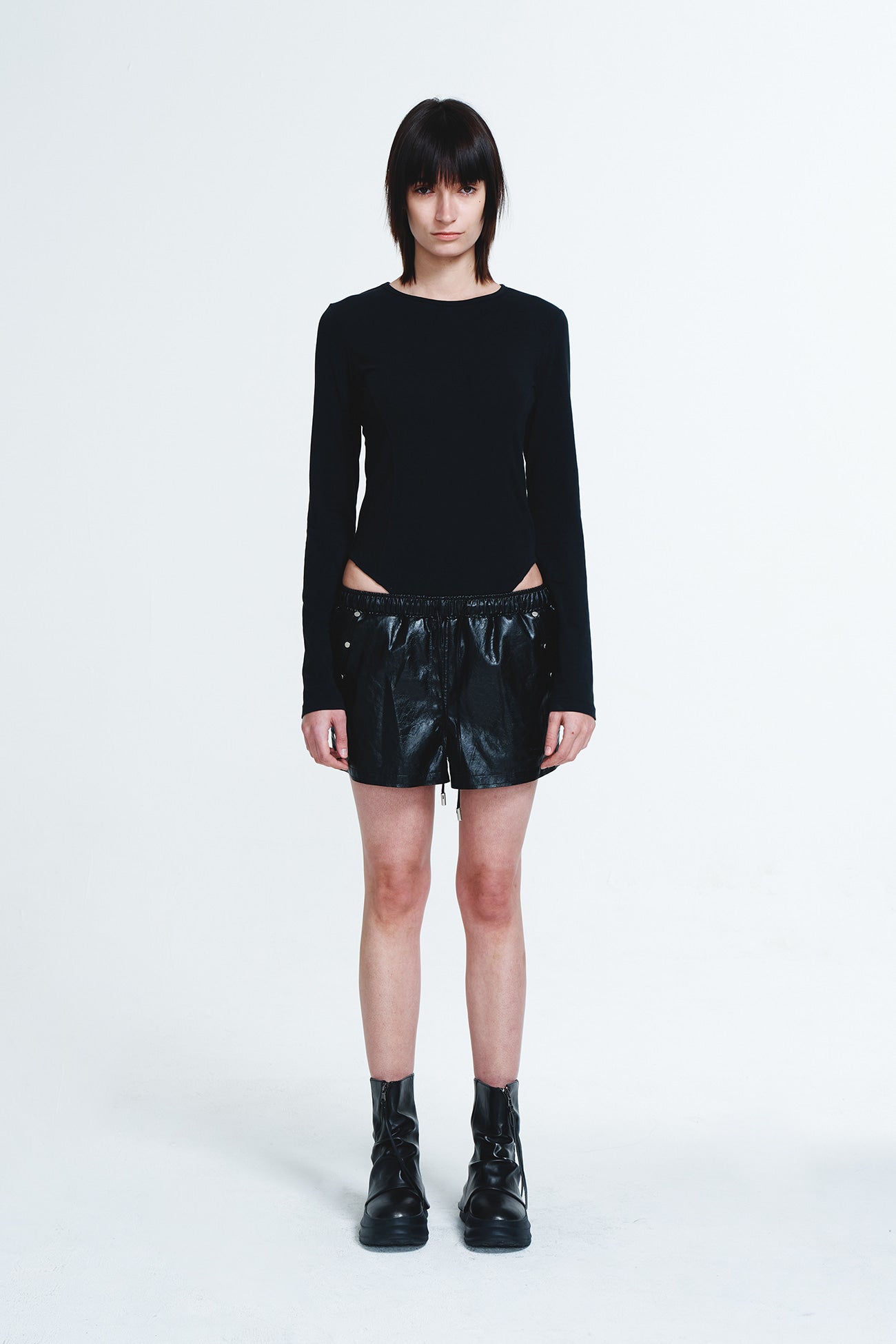Deinet - Stud Point Faux Leather Shorts (Black) product image 1 | TRAB K-Fashion Australia