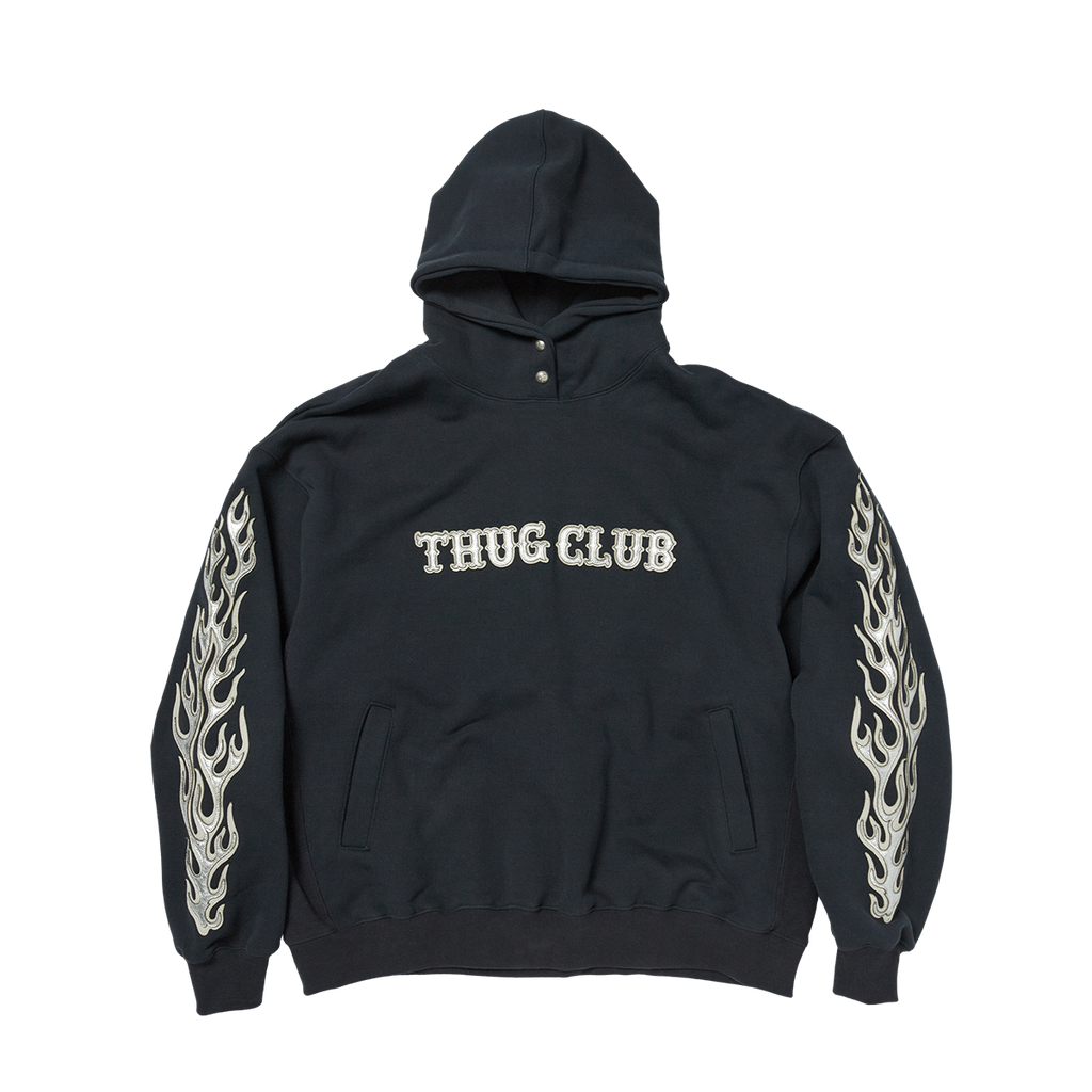 Thug Club - Leather Flame Hoodie (Navy) product image 1 | TRAB K-Fashion Australia