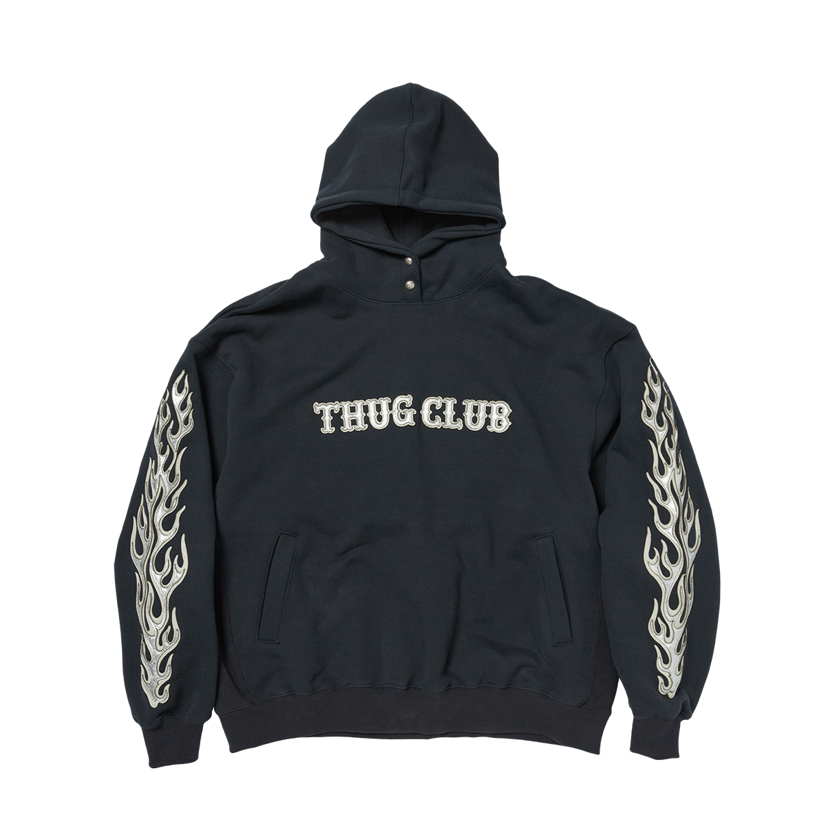 Thug Club - Leather Flame Hoodie (Navy) product image 1 | TRAB K-Fashion Australia