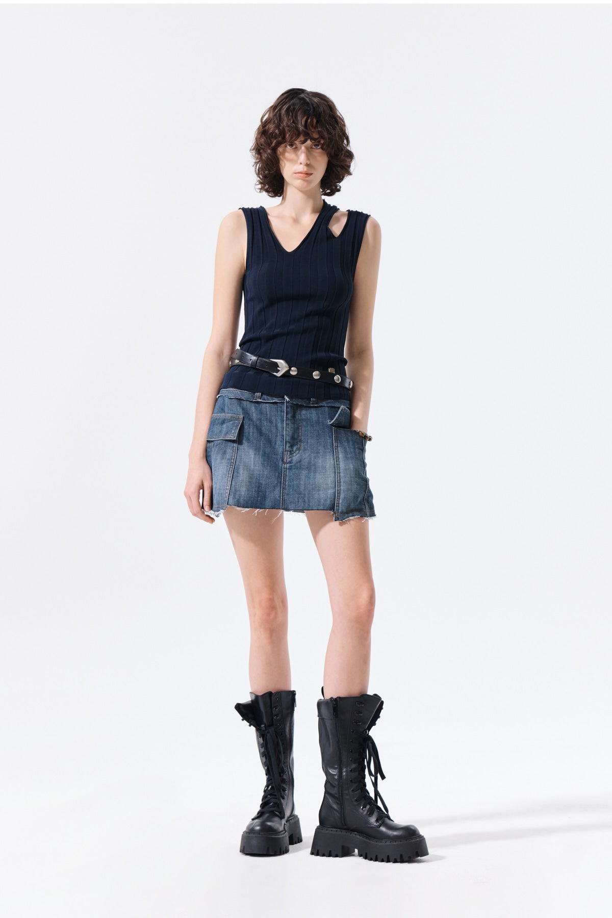 Matin Kim - Cut Out Sleeveless Knit Top (Dark Navy) product image 8 | TRAB K-Fashion Australia