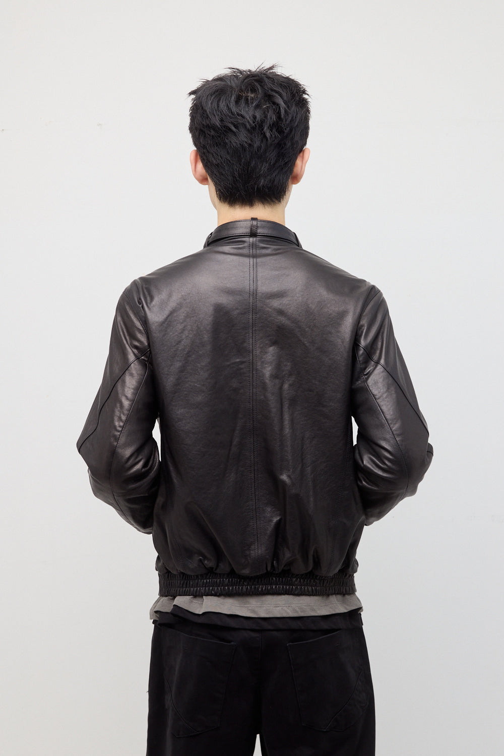 Hatchingroom - Stand Collar Leather Jacket Lamb Skin (Black) product image 10 | TRAB K-Fashion Australia