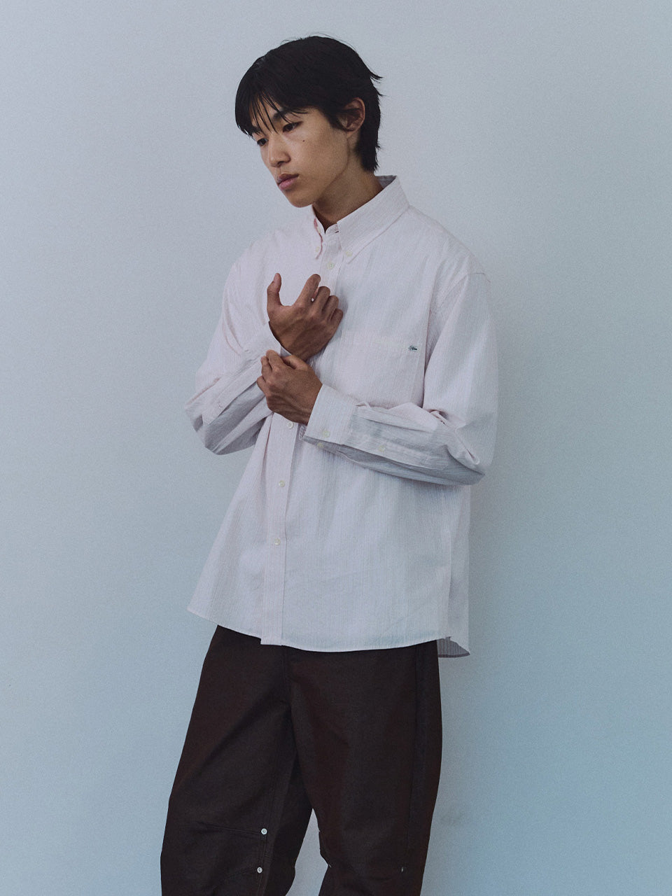 Kijun - Natural Stripe Button Down Shirt (Pink) product image 1 | TRAB K-Fashion Australia