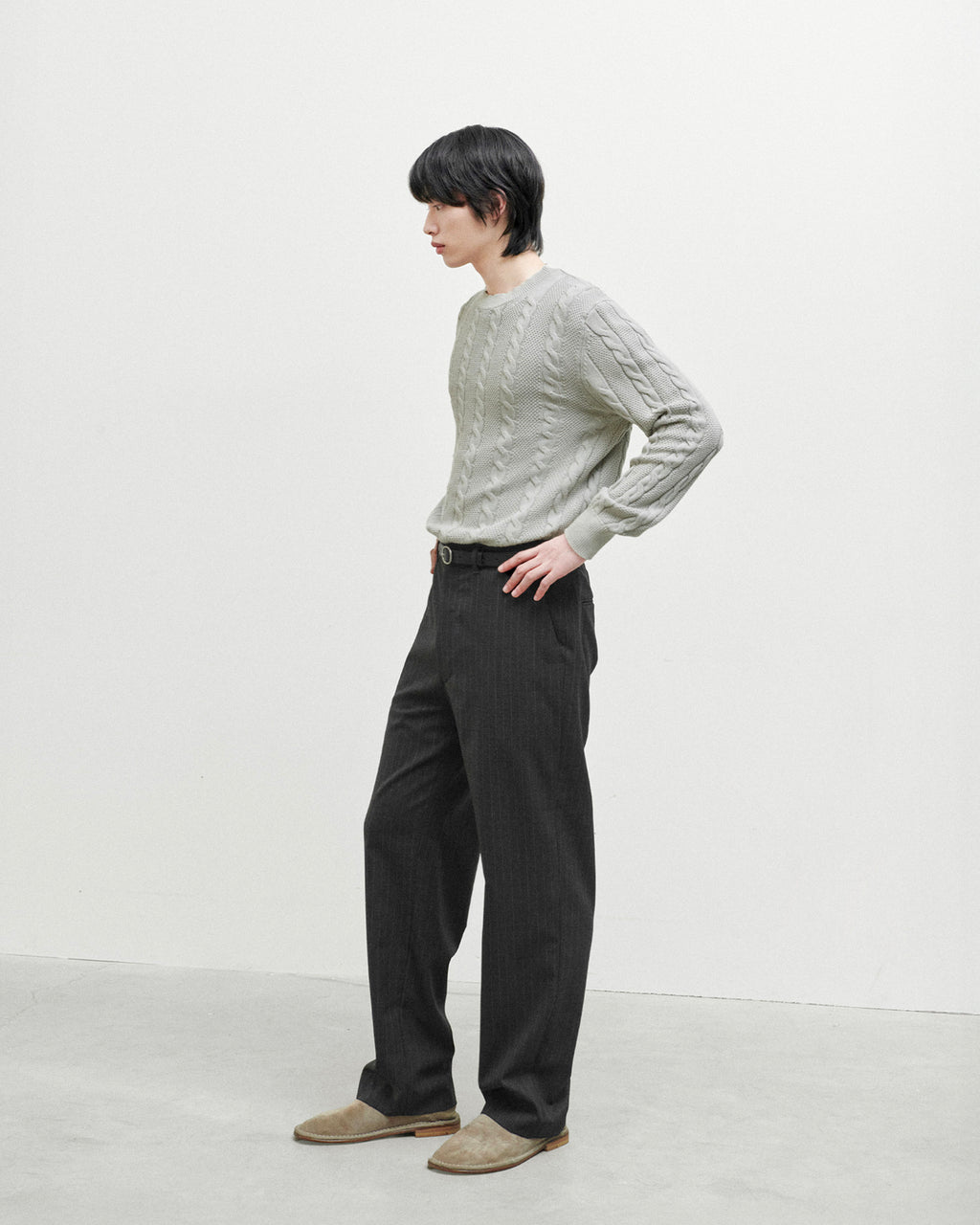 Brownyard - Essential Wool Trouser (Charcoal Stripe) product image 3 | TRAB K-Fashion Australia