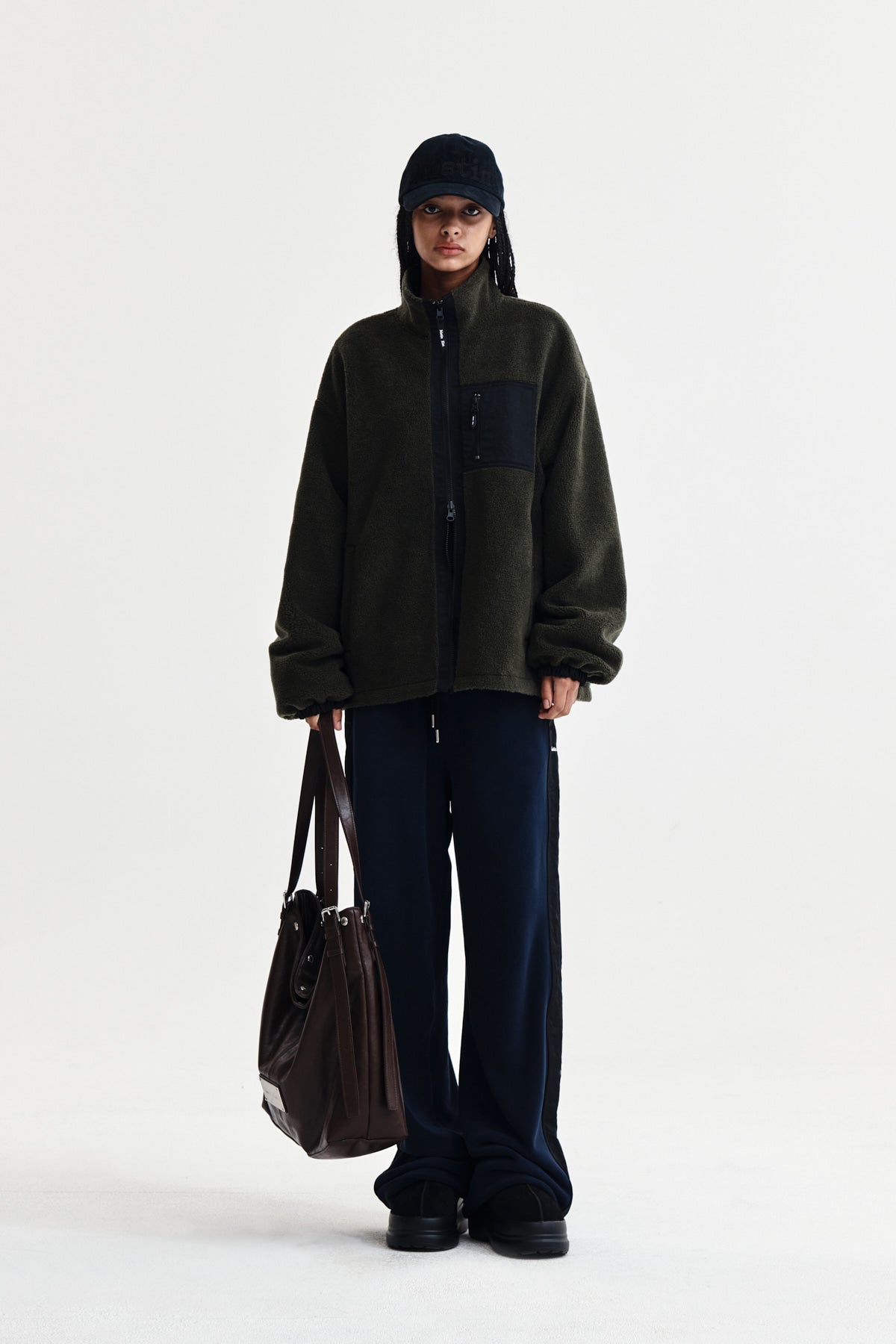 Matin Kim - Reversible Sherpa Zip Up (Khaki) product image 15 | TRAB K-Fashion Australia