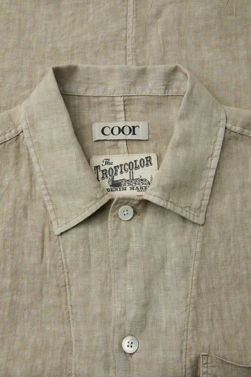 Coor - Linen Dyed Cropped Half Shirt (Washed Beige) product image 5 | TRAB K-Fashion Australia