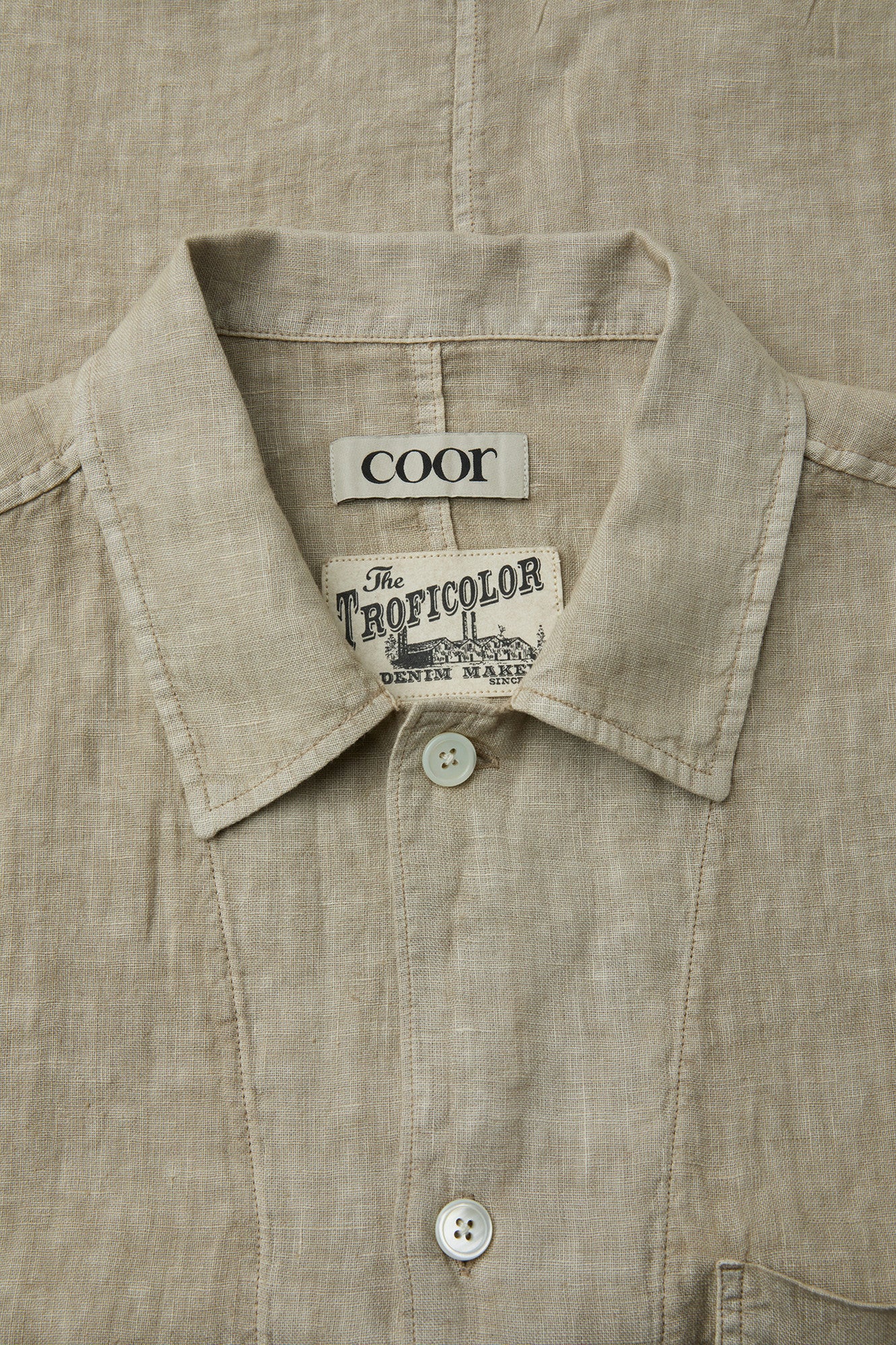 Coor - Linen Dyed Cropped Half Shirt (Washed Beige) product image 5 | TRAB K-Fashion Australia