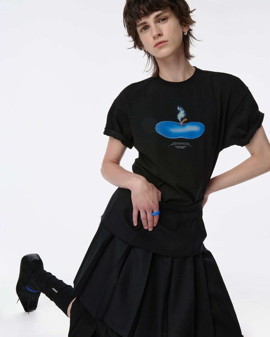 Ader Error - Press Apple T-shirt Product. 46 (Noir) product image 6 | TRAB K-Fashion Australia