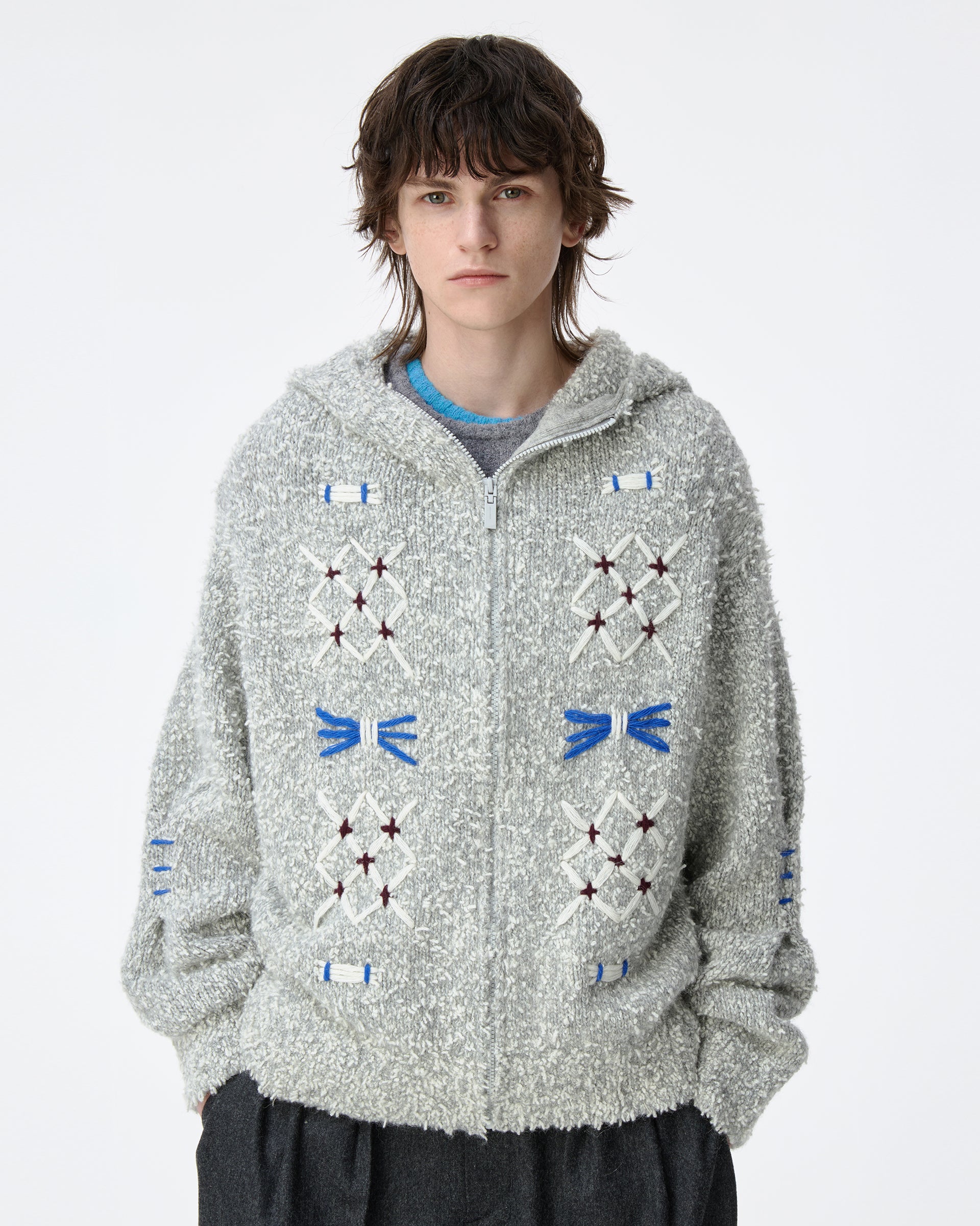 Ader Error - Knit zip-up Product. 32 (Grey) product image 5 | TRAB K-Fashion Australia