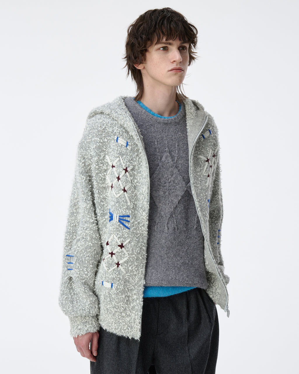 Ader Error - Knit zip-up Product. 32 (Grey) product image 6 | TRAB K-Fashion Australia