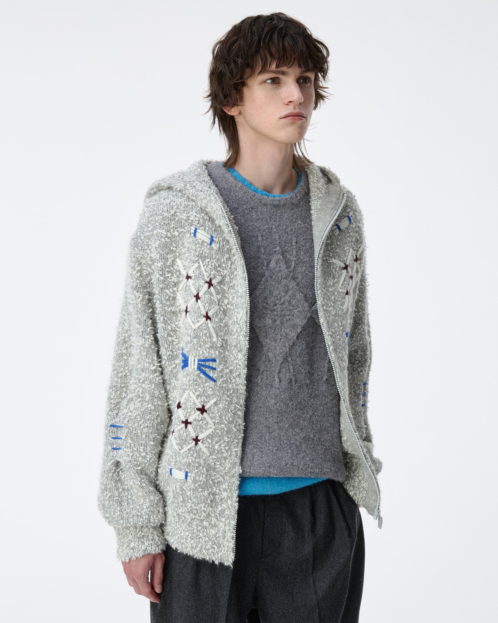 Ader Error - Knit zip-up Product. 32 (Grey) product image 6 | TRAB K-Fashion Australia