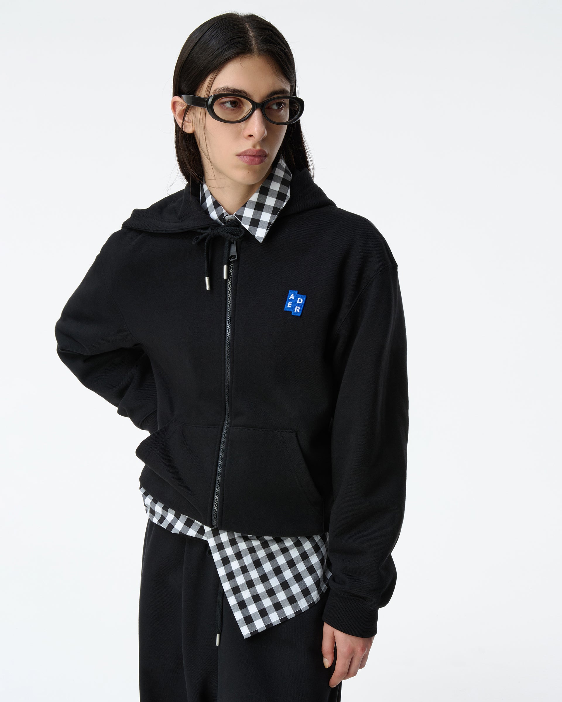トップス ADER ERROR Sig; BL Tag hoodie zip-up 01 Ader Error - Sig; BL Tag hoodie zip-up 01 (Noir) | TRAB K-Fashion A