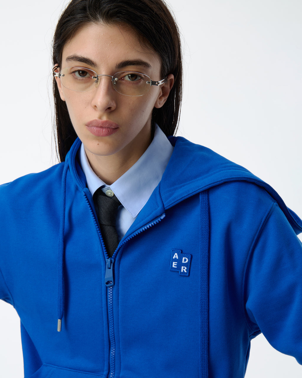 Ader Error - Sig; BL Tag hoodie zip-up 01 (Blue) product image 3 | TRAB K-Fashion Australia